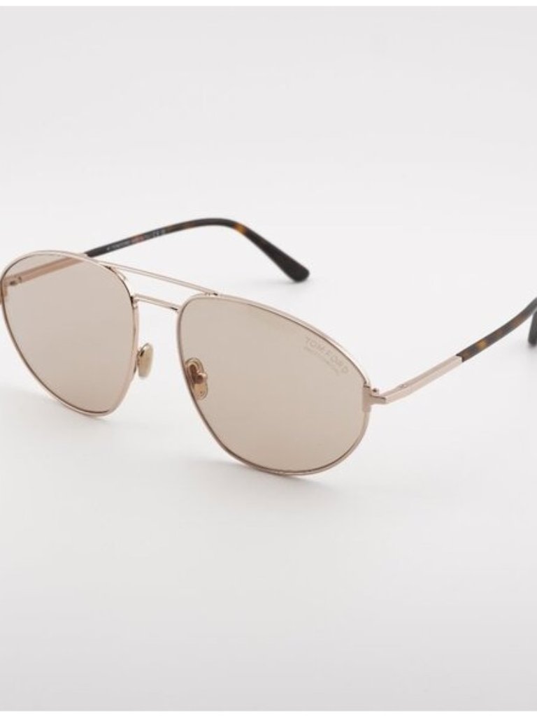 Tom Ford Ken Ft1095 28e Sunglasses Gold Aviator Frame, Brown Lenses